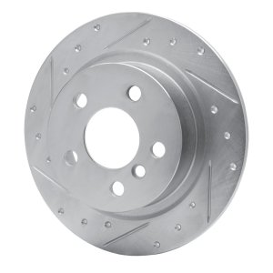 BMW i3 Brake Rotor (1) - Rear Left - R1 Concepts - Drilled & Slotted - Silver - `14-`25